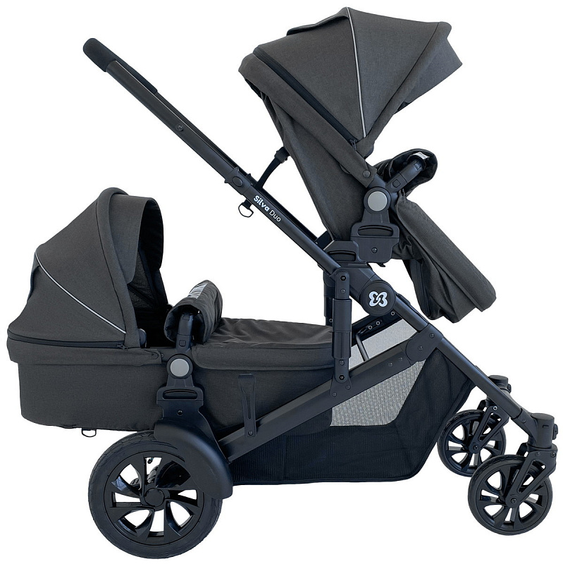 Коляска трансформер для двойни Farfello Silva Duo (Grey)