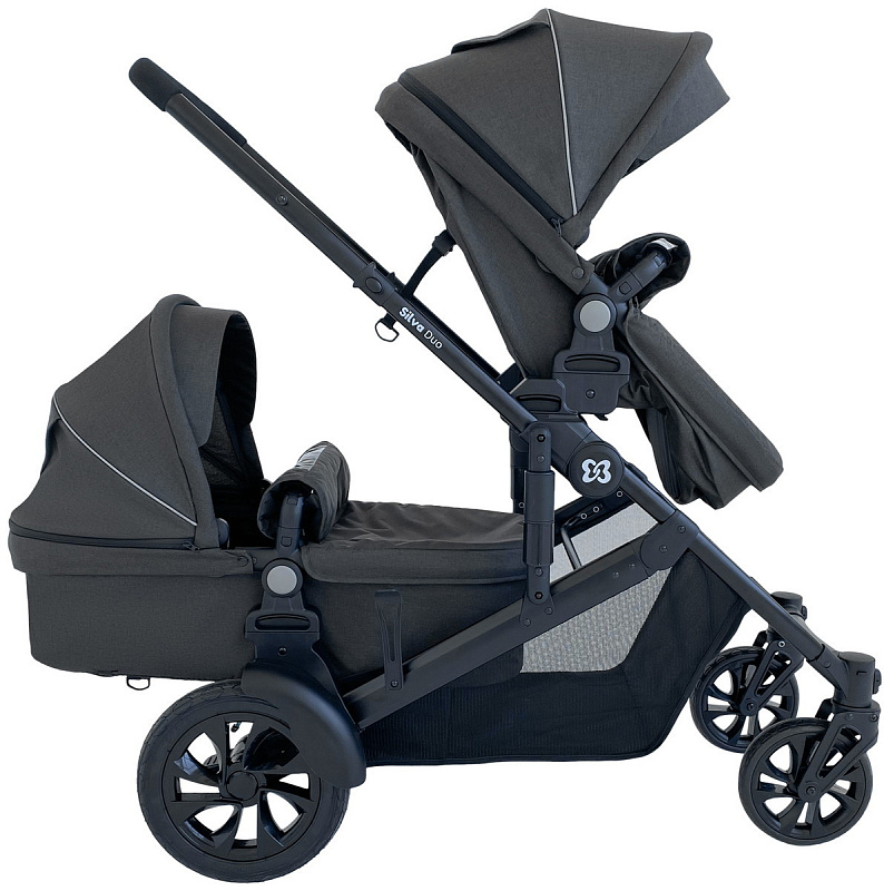 Коляска трансформер для двойни Farfello Silva Duo (Grey)