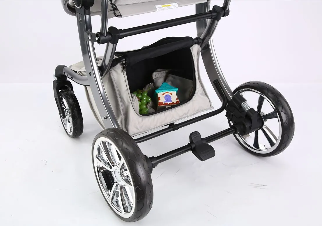 Коляска Luxmom 608 2в1/св.серый эко