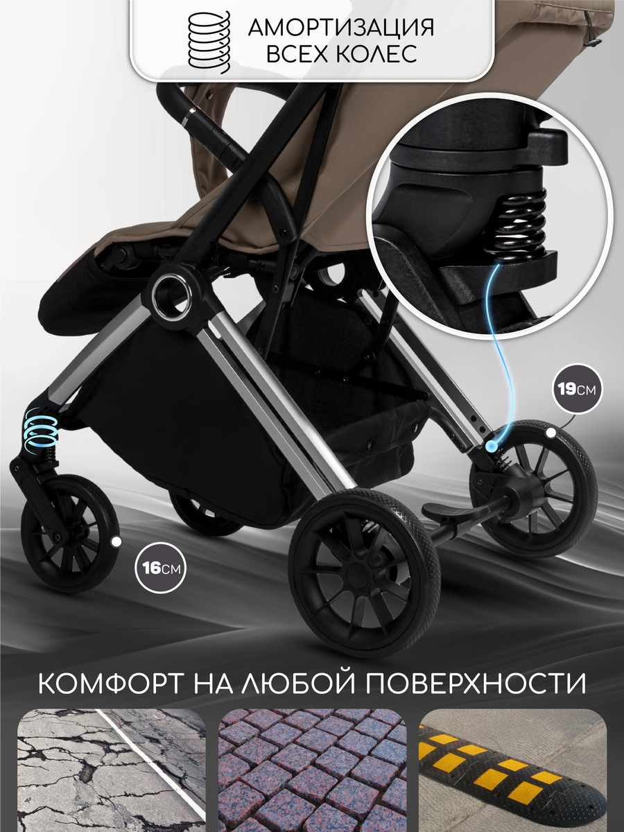Коляска прог. Amarobaby Handy беж/хром