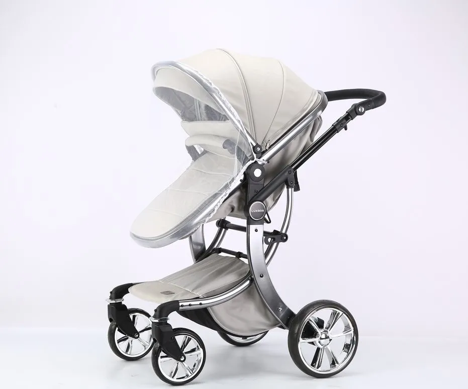 Коляска Luxmom 608 2в1/св.серый эко