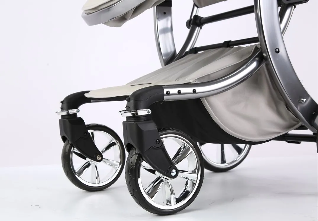 Коляска Luxmom 608 2в1/св.серый эко