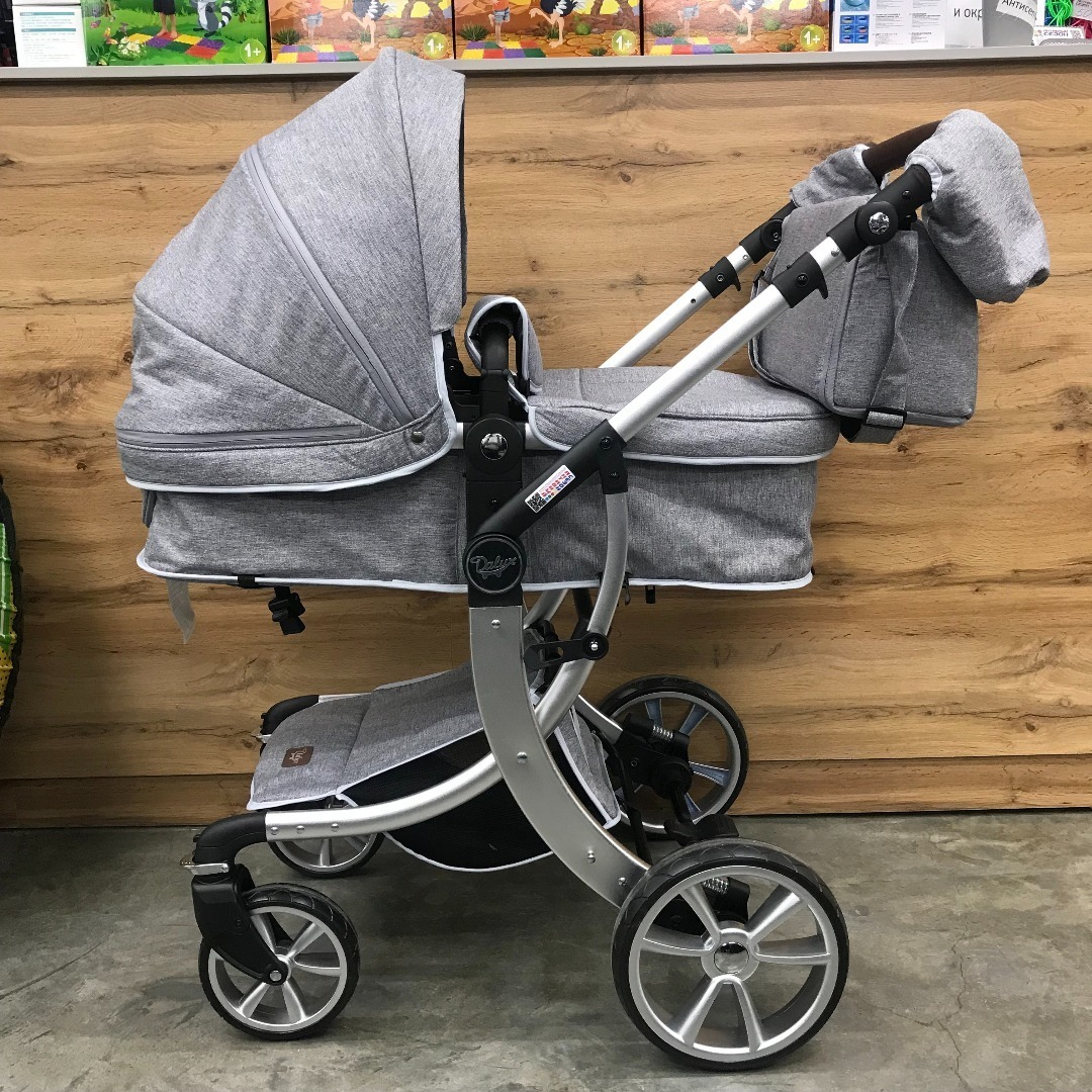 Коляска Luxmom 608 2в1/св.серый эко
