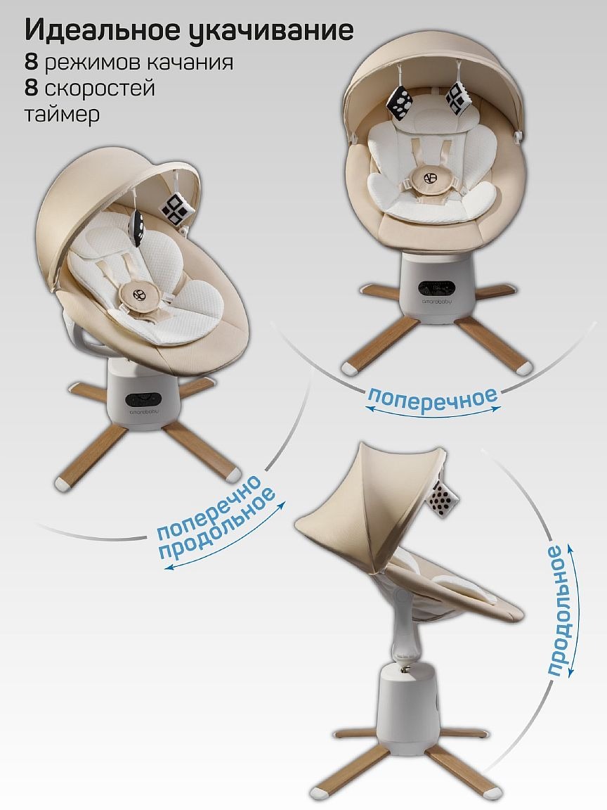 Шезлонг Amarobaby Jolly swing, молочный