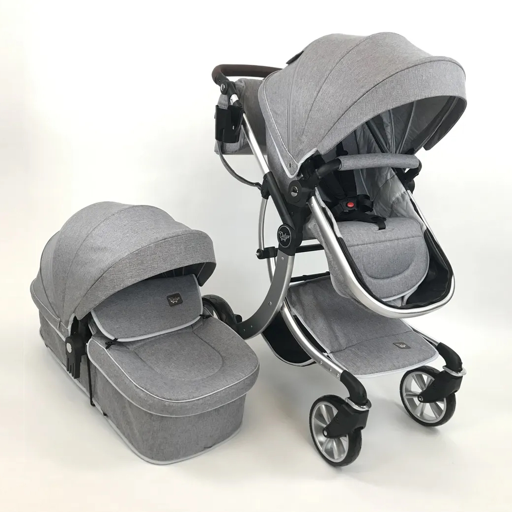 Коляска Luxmom 608 2в1/св.серый эко
