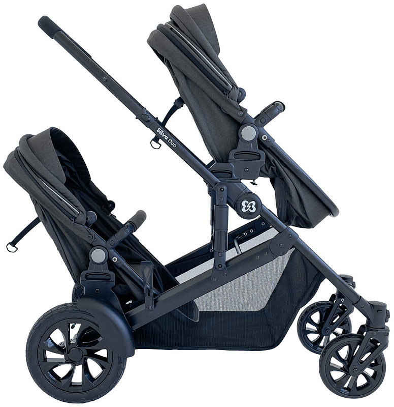 Коляска трансформер для двойни Farfello Silva Duo (Grey)