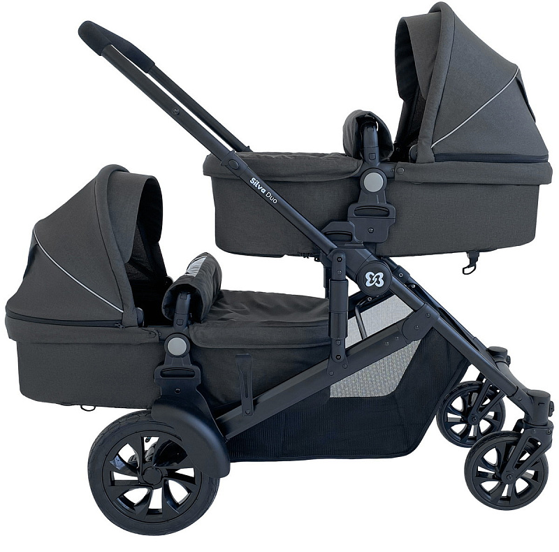Коляска трансформер для двойни Farfello Silva Duo (Grey)