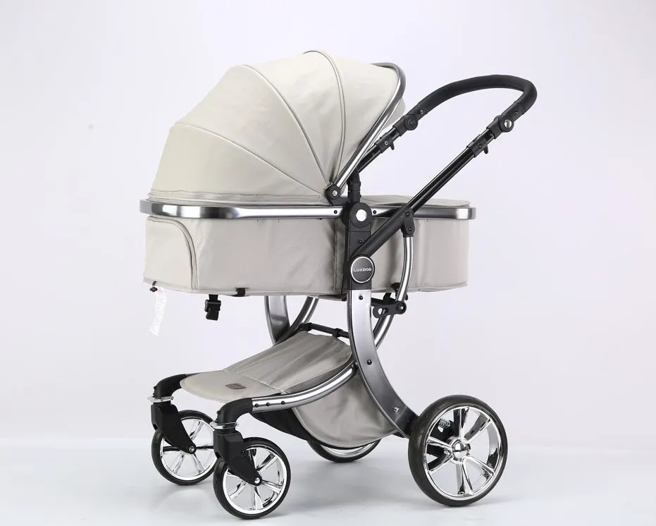 Коляска Luxmom 608 2в1/св.серый эко