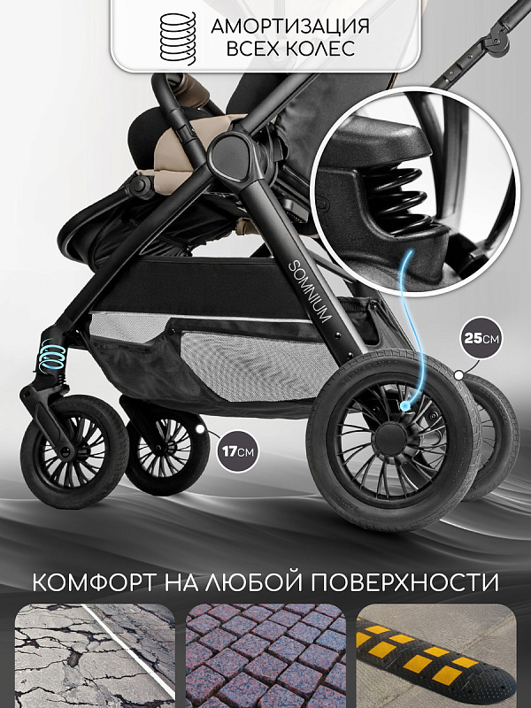 Прог. коляска с реверс. блоком Amarobaby Somnium беж.