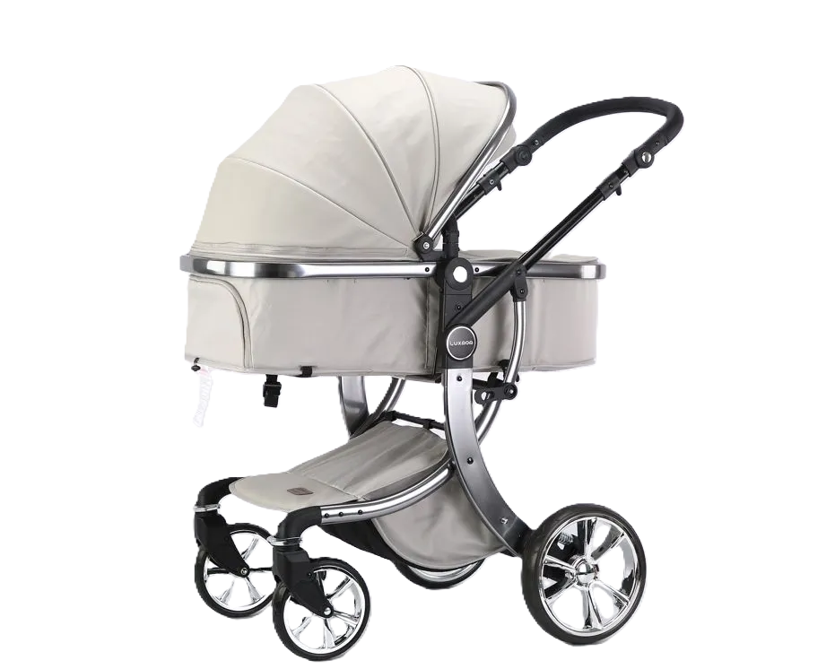 Коляска Luxmom 608 2в1/св.серый эко